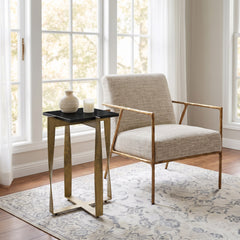 Noara Black & Brass Accent Table - Ornate Home