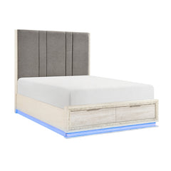Noctis Beige California King Platform Bed With Footboard Storage - Ornate Home