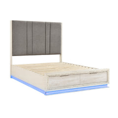 Noctis Beige California King Platform Bed With Footboard Storage - Ornate Home