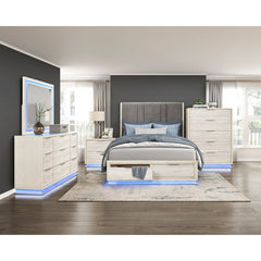 Noctis Beige California King Platform Bed With Footboard Storage - Ornate Home