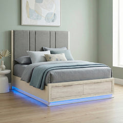 Noctis Beige California King Platform Bed With Footboard Storage - Ornate Home