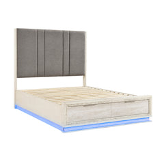 Noctis Beige California King Platform Bed With Footboard Storage - Ornate Home