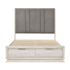 Noctis Beige California King Platform Bed With Footboard Storage - Ornate Home