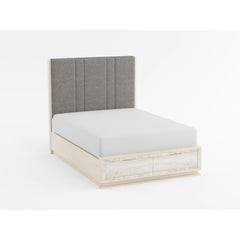 Noctis Beige Eastern King Platform Bed With Footboard Storage - Ornate Home