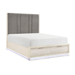 Noctis Beige Eastern King Platform Bed With Footboard Storage - Ornate Home