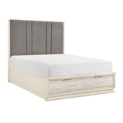 Noctis Beige Eastern King Platform Bed With Footboard Storage - Ornate Home