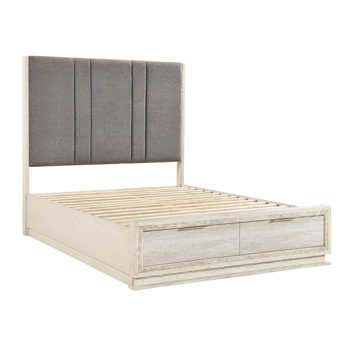 Noctis Beige Eastern King Platform Bed With Footboard Storage