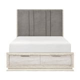 Noctis Beige Eastern King Platform Bed With Footboard Storage