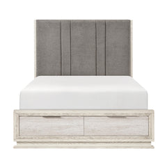 Noctis Beige Eastern King Platform Bed With Footboard Storage - Ornate Home