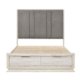 Noctis Beige Eastern King Platform Bed With Footboard Storage