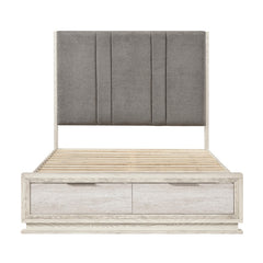 Noctis Beige Eastern King Platform Bed With Footboard Storage - Ornate Home