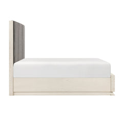 Noctis Beige Eastern King Platform Bed With Footboard Storage - Ornate Home