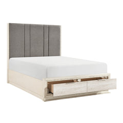 Noctis Beige Eastern King Platform Bed With Footboard Storage - Ornate Home