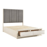 Noctis Beige Eastern King Platform Bed With Footboard Storage