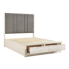 Noctis Beige Eastern King Platform Bed With Footboard Storage - Ornate Home