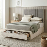 Noctis Beige Eastern King Platform Bed With Footboard Storage