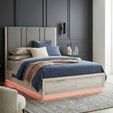 Noctis Beige Queen Platform Bed With Footboard Storage - Ornate Home