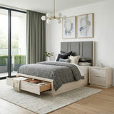 Noctis Beige Queen Platform Bed With Footboard Storage - Ornate Home