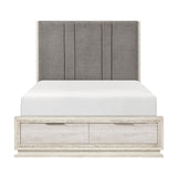 Noctis Beige Queen Platform Bed With Footboard Storage - Ornate Home