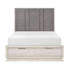 Noctis Beige Queen Platform Bed With Footboard Storage - Ornate Home