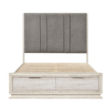 Noctis Beige Queen Platform Bed With Footboard Storage - Ornate Home