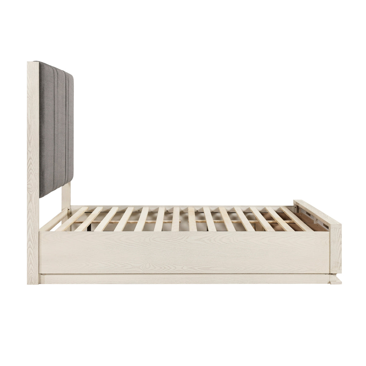 Noctis Beige Queen Platform Bed With Footboard Storage - Ornate Home