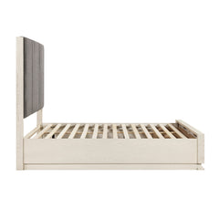 Noctis Beige Queen Platform Bed With Footboard Storage - Ornate Home