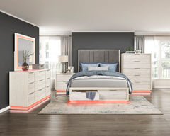 Noctis Beige Queen Platform Bed With Footboard Storage - Ornate Home