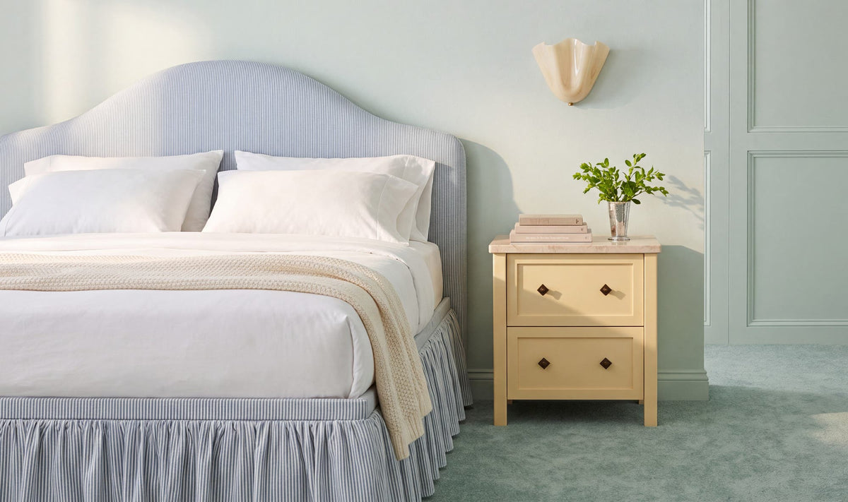 Noelle Light Blue Stripe Queen Storage Bed - Ornate Home