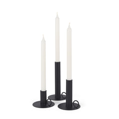 Noir Matte Black Metal Candle Holders (Set of 3) - Ornate Home