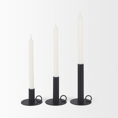 Noir Matte Black Metal Candle Holders (Set of 3) - Ornate Home