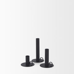 Noir Matte Black Metal Candle Holders (Set of 3) - Ornate Home