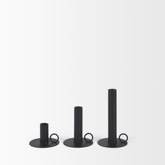Noir Matte Black Metal Candle Holders (Set of 3) - Ornate Home