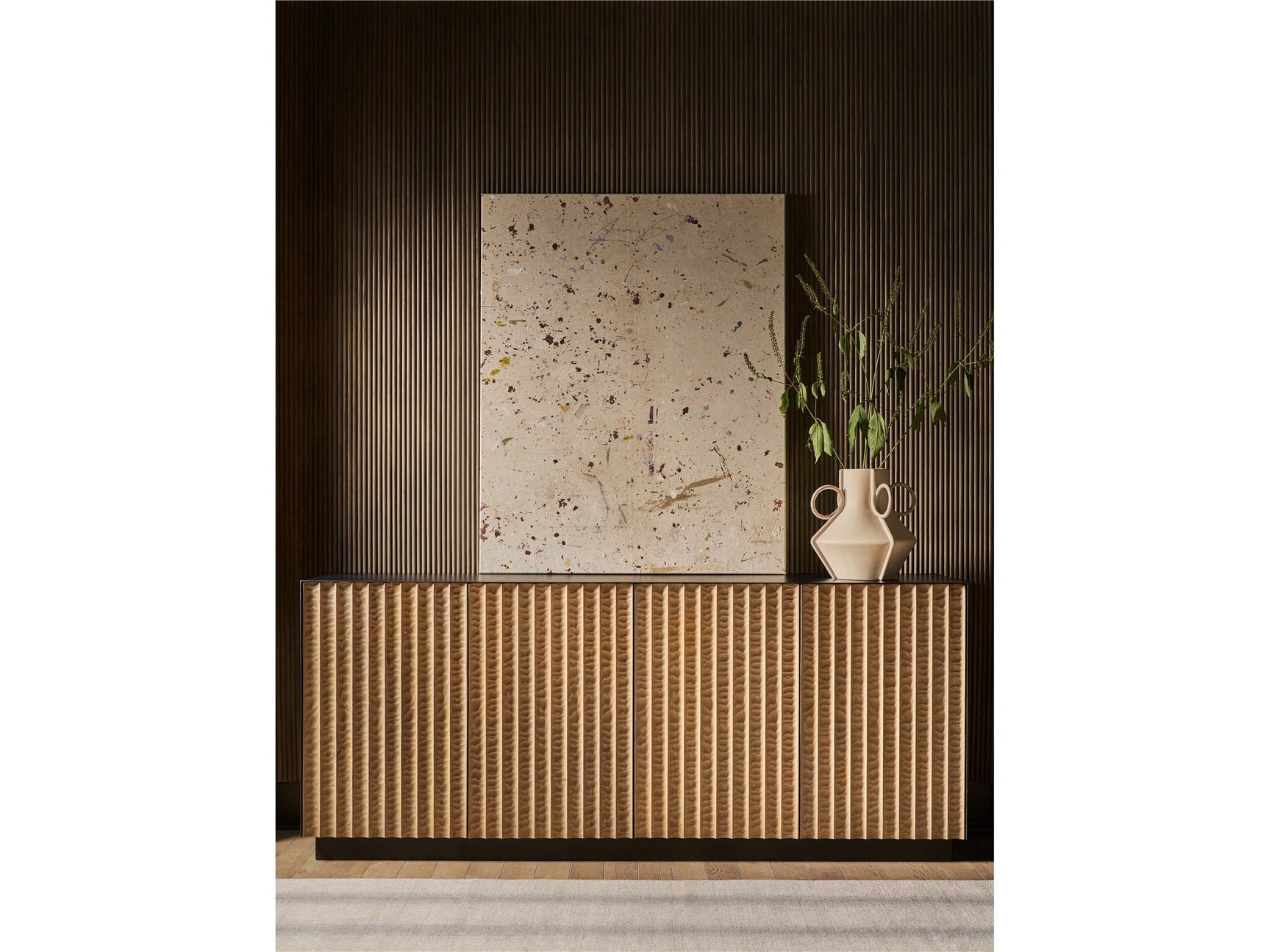 Noir Rubbed Iron/Brown Credenza - Ornate Home