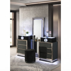Noire Charcoal Gray/Black Vanity Set - Ornate Home