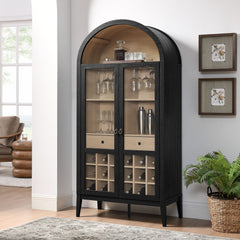 Nolan Black Arched Bar Cabinet - Ornate Home