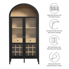 Nolan Black Arched Bar Cabinet - Ornate Home