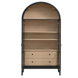 Nolan Black/Oak 74" Tall Wide Arched Storage Display Cabinet - Ornate Home