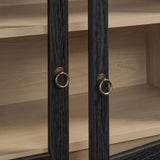 Nolan Black/Oak 74" Tall Wide Arched Storage Display Cabinet - Ornate Home