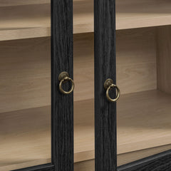 Nolan Black/Oak 74" Tall Wide Arched Storage Display Cabinet - Ornate Home