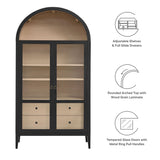 Nolan Black/Oak 74" Tall Wide Arched Storage Display Cabinet - Ornate Home