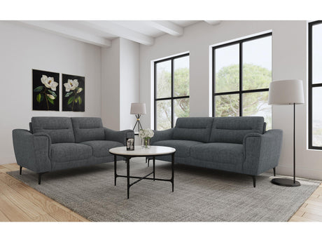Nolan Charcoal 2-piece Upholstered Sofa Set - Ornate Home