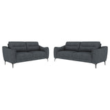 Nolan Charcoal 2-piece Upholstered Sofa Set - Ornate Home