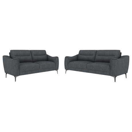 Nolan Charcoal 2-piece Upholstered Sofa Set - Ornate Home