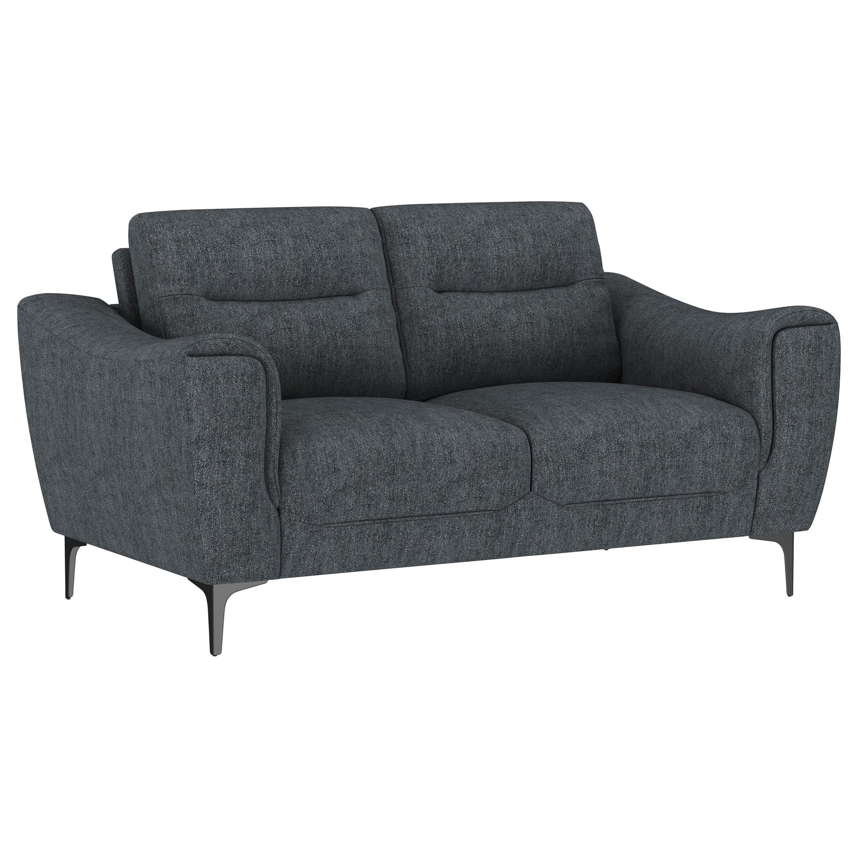 Nolan Charcoal Upholstered Sloped Track Arm Loveseat - Ornate Home