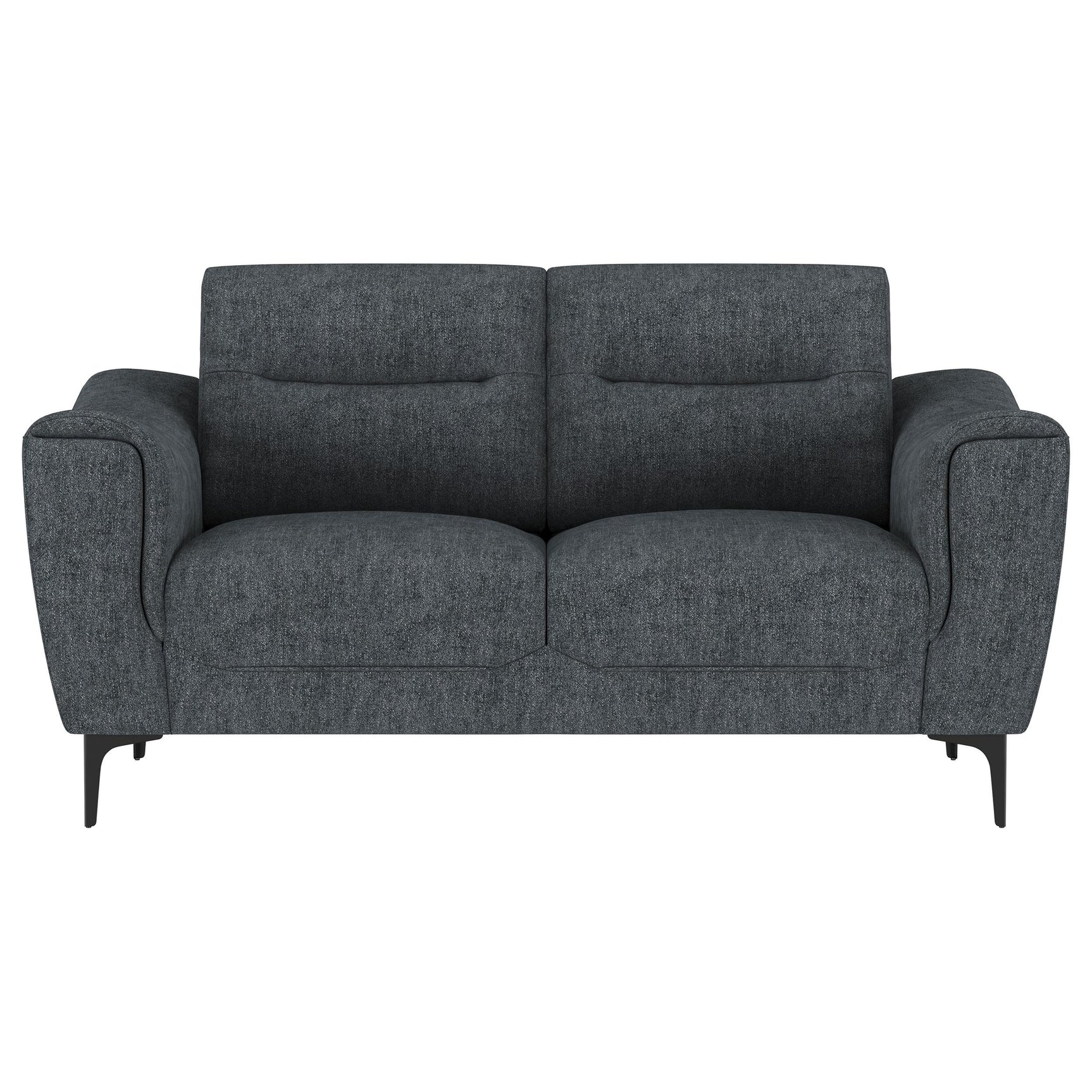 Nolan Charcoal Upholstered Sloped Track Arm Loveseat - Ornate Home