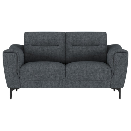 Nolan Charcoal Upholstered Sloped Track Arm Loveseat - Ornate Home
