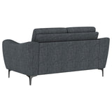 Nolan Charcoal Upholstered Sloped Track Arm Loveseat - Ornate Home