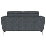 Nolan Charcoal Upholstered Sloped Track Arm Loveseat - Ornate Home
