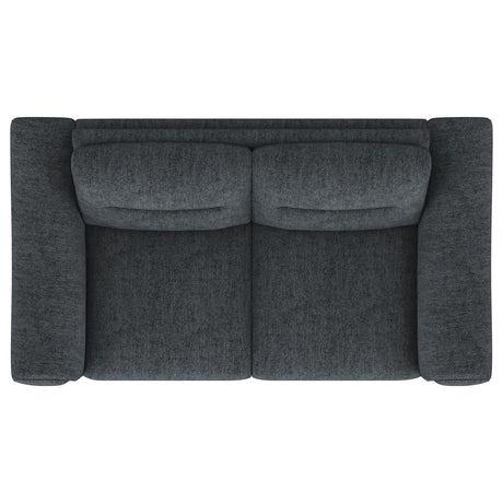 Nolan Charcoal Upholstered Sloped Track Arm Loveseat - Ornate Home